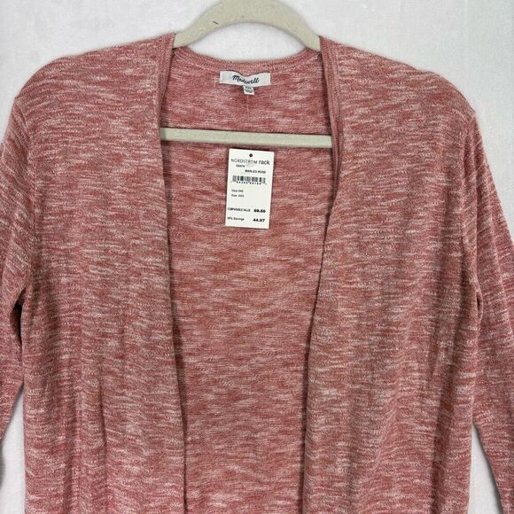 New Madewell Heathered Pink Open Cardigan Sweater Size XXS - Picture 2 of 9